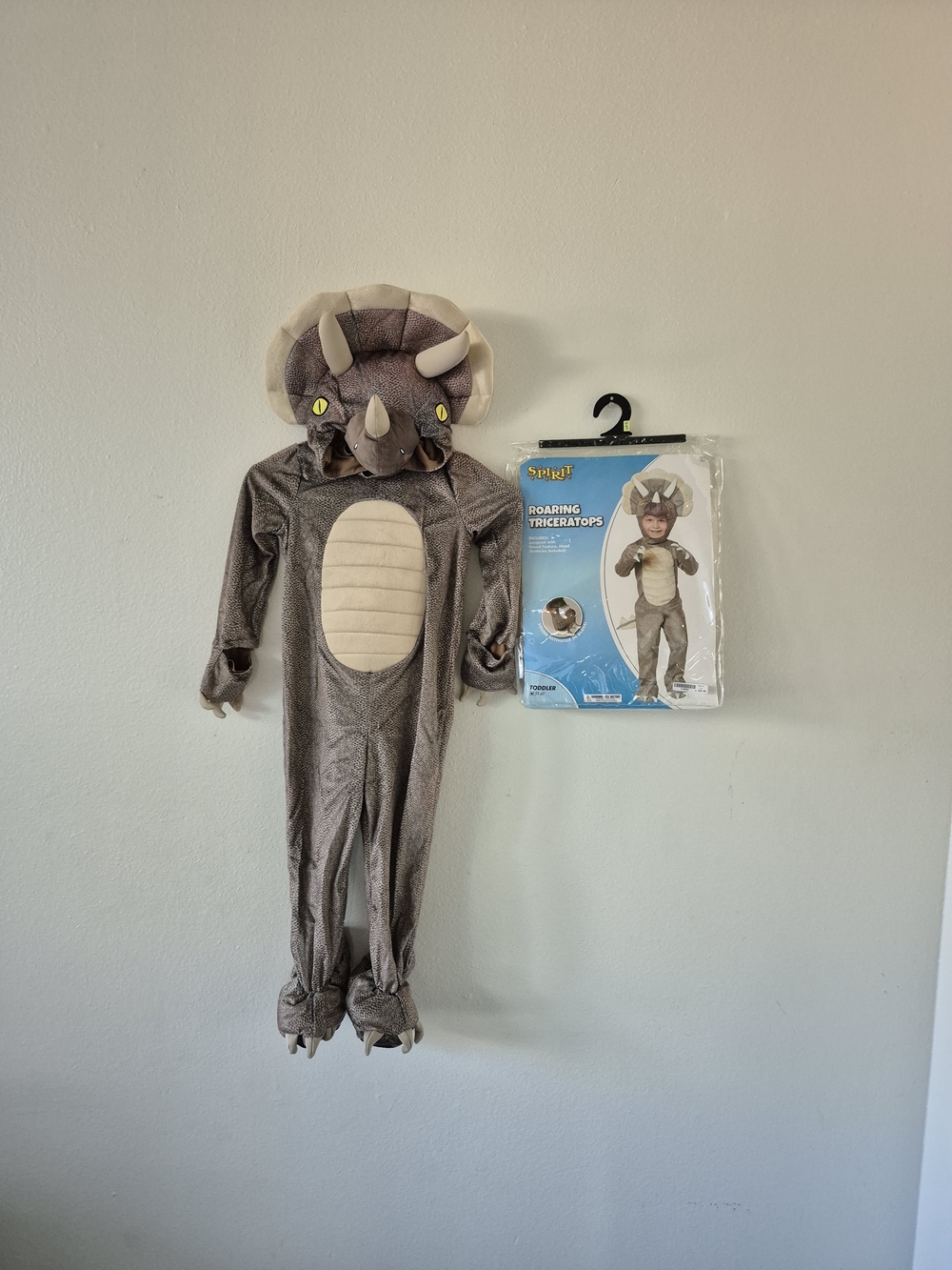 Halloween Gray Dino Kids Costume Voice Sound Activator Size 3t-4t